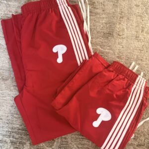 Phillies Track Pants- Red with white P